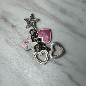 Vintage COACH Pink Heart & Star Charm Keychain Y2K Missing Key Ring